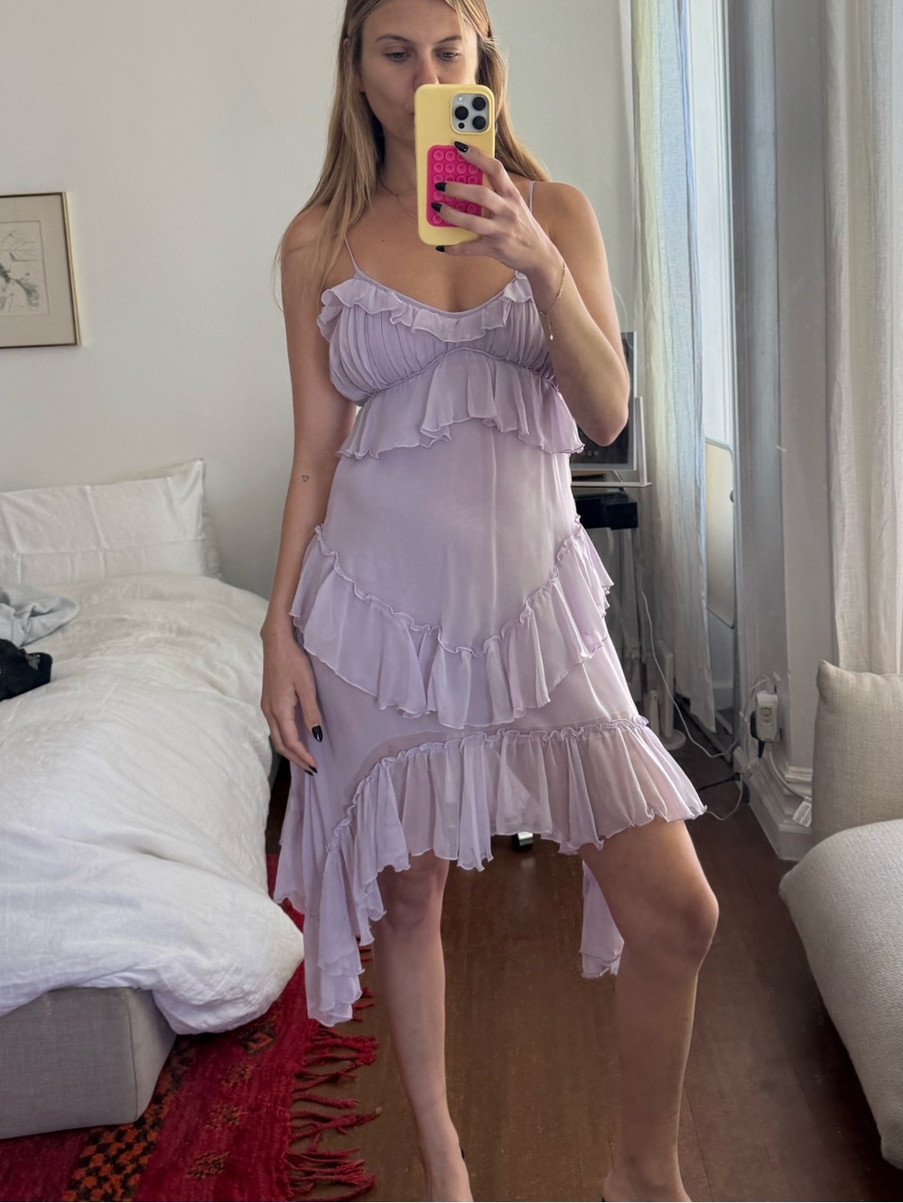 Rodarte Lavender High-Low Ruffle Slip Dress - Picture 2 of 3
